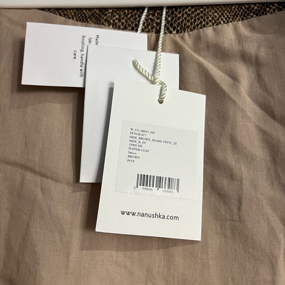 NWT Nanushka hide puffer jacket brown snake vinyl size S - Picture 7 of 9